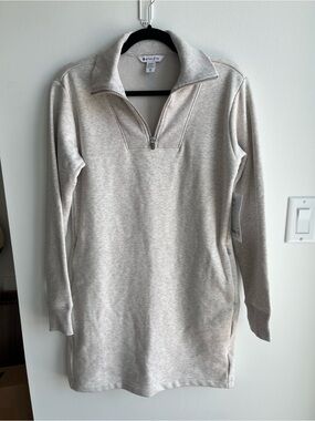 Athleta Women's Light Grey Half-Zip Sweatshirt Dress